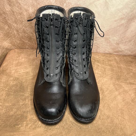 Vintage Y2K Addison Shoe Company Black Leather Double Lace Up Combat Boots Punk main image 6